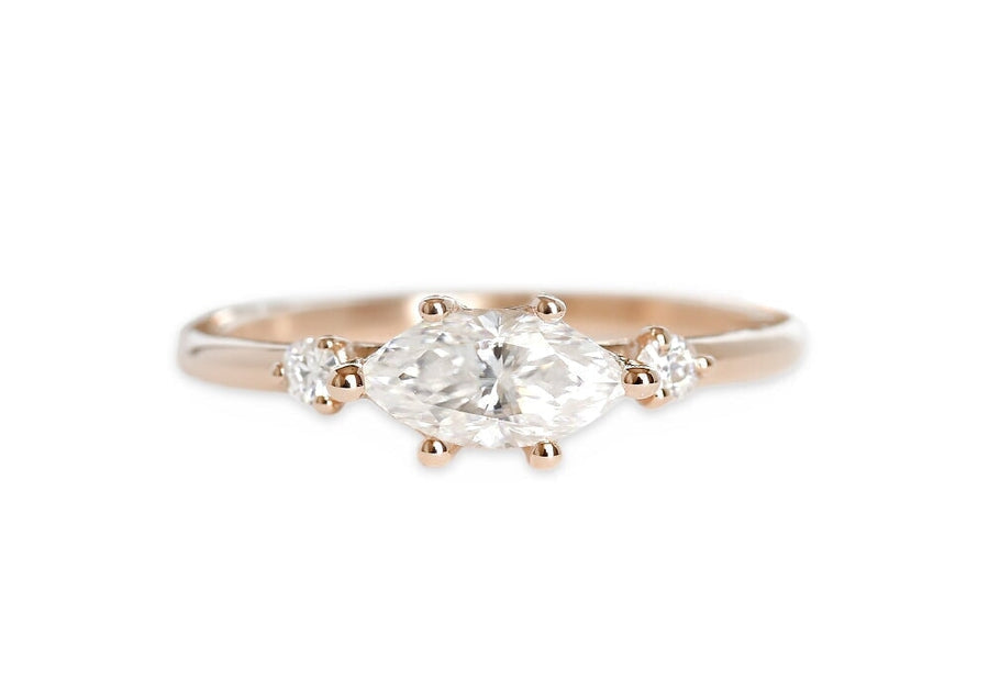 Trine GIA Diamond Ring Andrea Bonelli Jewelry 14k Rose Gold