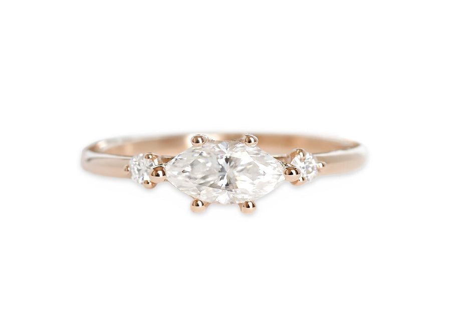 Trine Moissanite Ring Andrea Bonelli Jewelry 14k Rose Gold