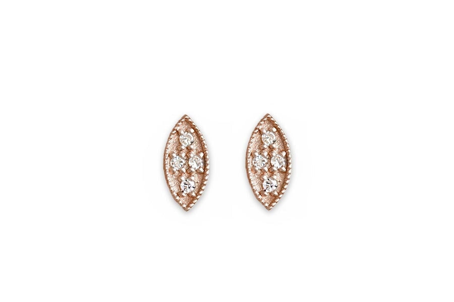 Marquise Diamond Leaf Studs Andrea Bonelli Jewelry 14k Rose Gold