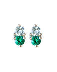 Jumelle Aquamarine + Lab Emerald Studs Andrea Bonelli Jewelry Sterling Silver