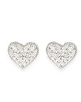 Silver Heart Diamond Studs Andrea Bonelli Jewelry Sterling Silver