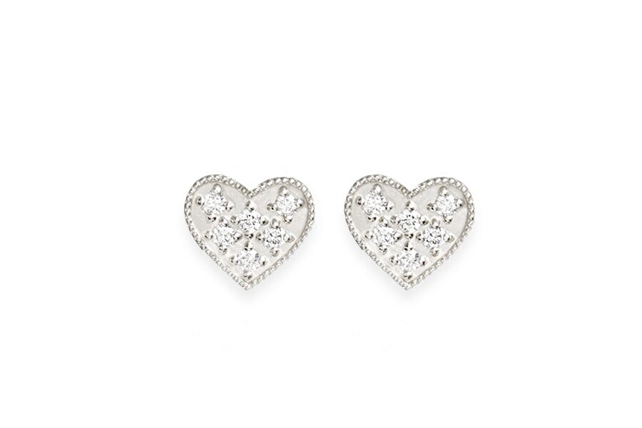 Silver Heart Diamond Studs Andrea Bonelli Jewelry Sterling Silver