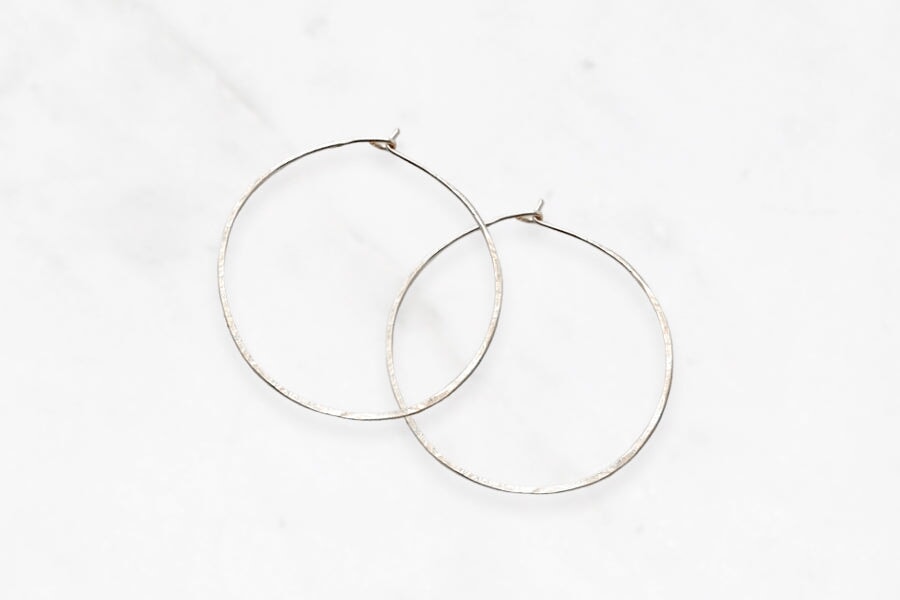 Silver Hammered Hoops 1.5 Inch Andrea Bonelli Jewelry 