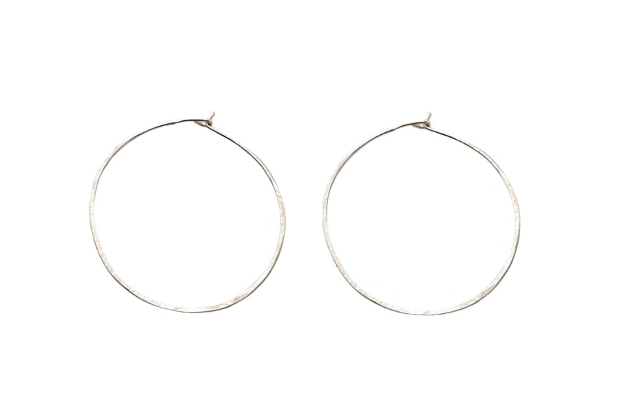 Silver Hammered Hoops 1.5 Inch Andrea Bonelli Jewelry 