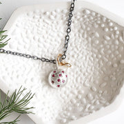 Silver Ruby + Diamond Pebble Necklace Andrea Bonelli Sterling Silver