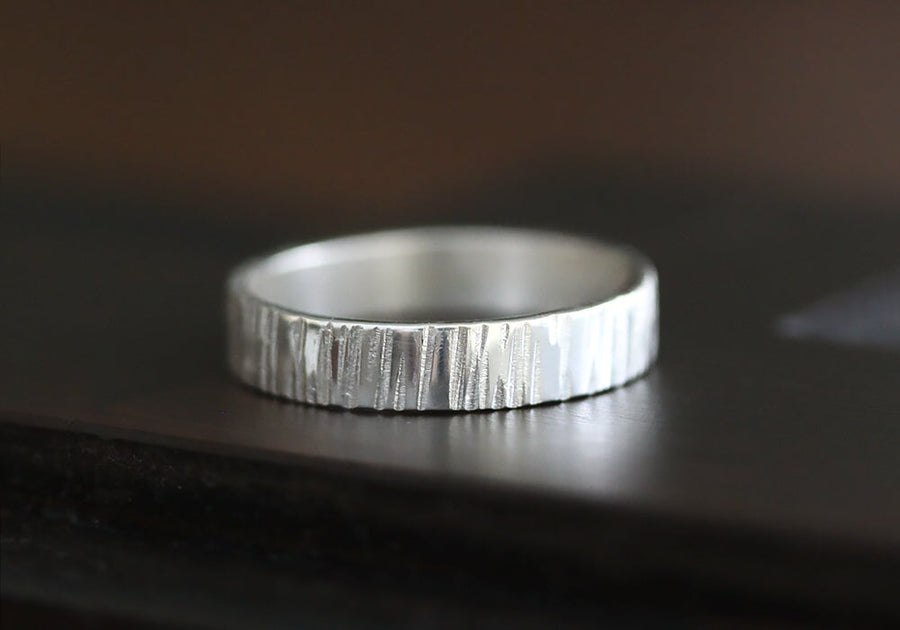 Silver Rustic Timber Band Andrea Bonelli Jewelry 