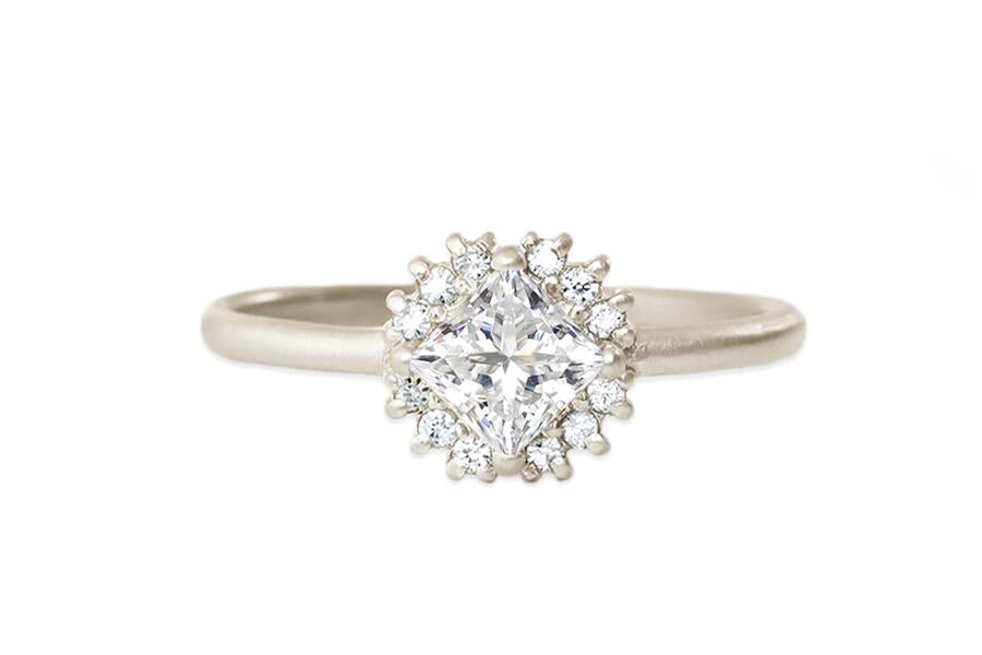 Tavi Halo Moissanite Ring Andrea Bonelli 14k White Gold