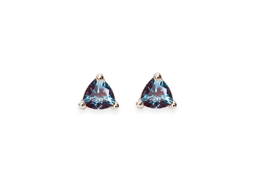 Trillion Alexandrite Studs Andrea Bonelli Jewelry 14k White Gold