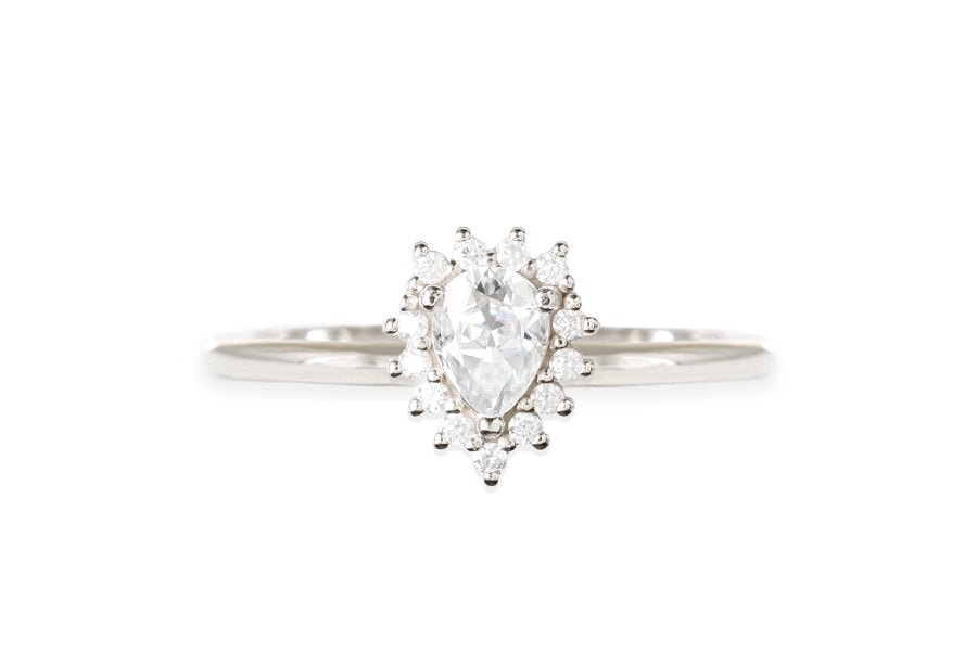 Aura Halo Sapphire Ring Andrea Bonelli Jewelry 14k White Gold