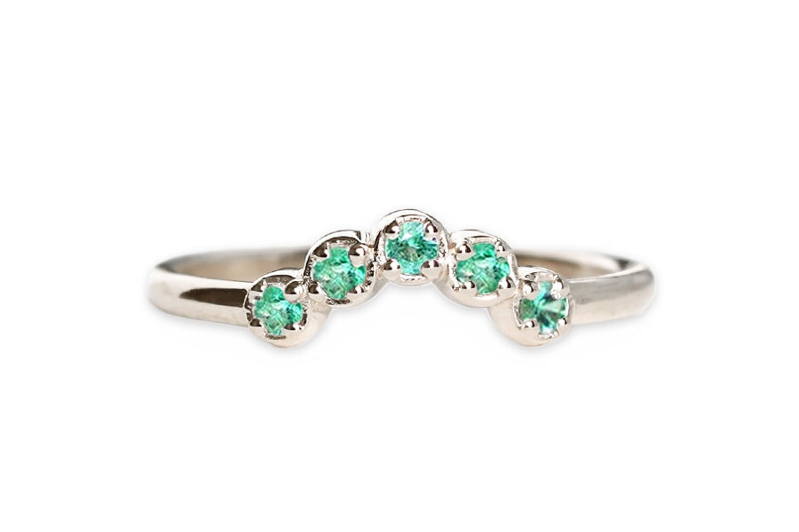 Cinq Emerald Ring Andrea Bonelli 14k White Gold