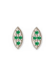 Marquise Emerald Leaf Studs Andrea Bonelli Jewelry 14k White Gold