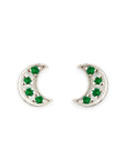 Moon Emerald Studs Andrea Bonelli Jewelry 14k White Gold