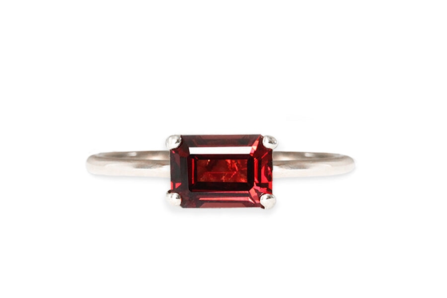 Bella Garnet Ring Andrea Bonelli Jewelry 14k White Gold