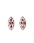 Marquise Garnet Leaf Studs Andrea Bonelli Jewelry 14k White Gold