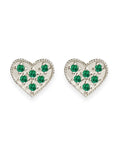 Heart Emerald Studs Andrea Bonelli Jewelry 14k White Gold