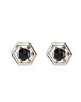 Hexagon Black Diamond Studs Andrea Bonelli Jewelry 14k White Gold
