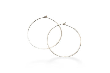 Silver Hammered Hoops 1 inch Andrea Bonelli Jewelry Sterling Silver