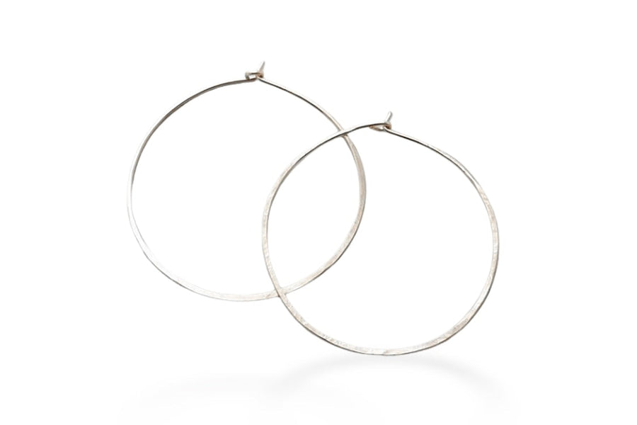Hammered Hoops 1.5 Inch Andrea Bonelli Jewelry 14k White Gold