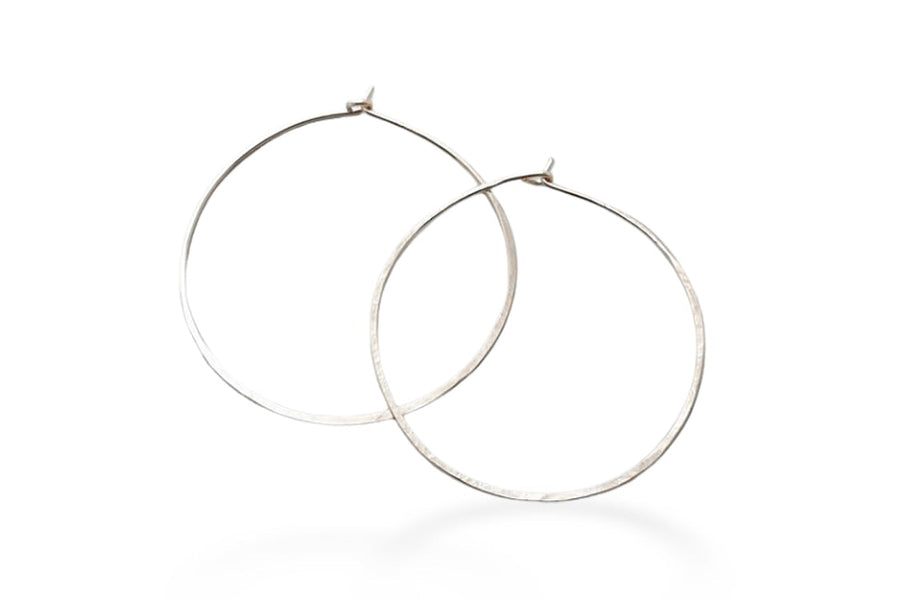 Silver Hammered Hoops 1.5 Inch Andrea Bonelli Jewelry Sterling Silver