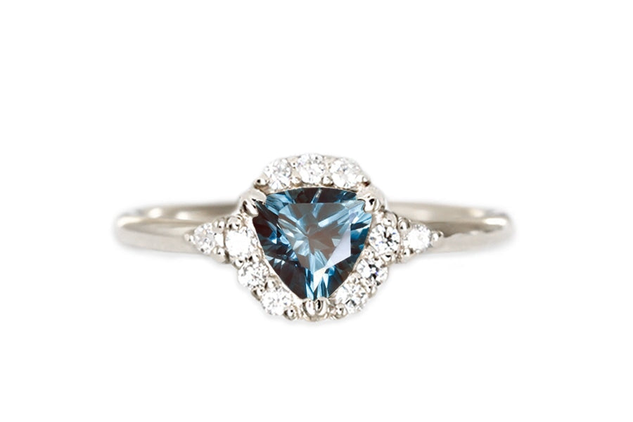 Isobel Halo London Blue Topaz Ring Andrea Bonelli Jewelry 14k White Gold