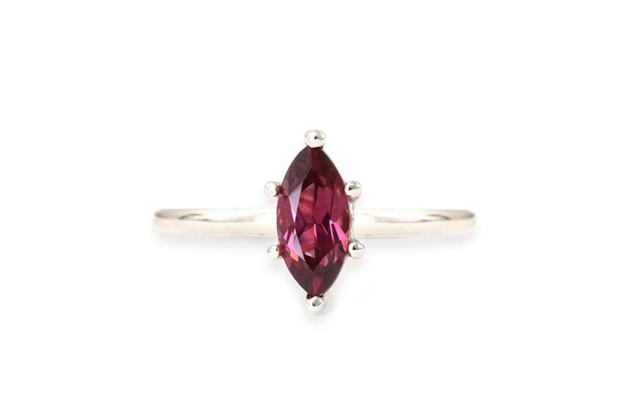 Mia Garnet Marquise Ring Andrea Bonelli 14k White Gold