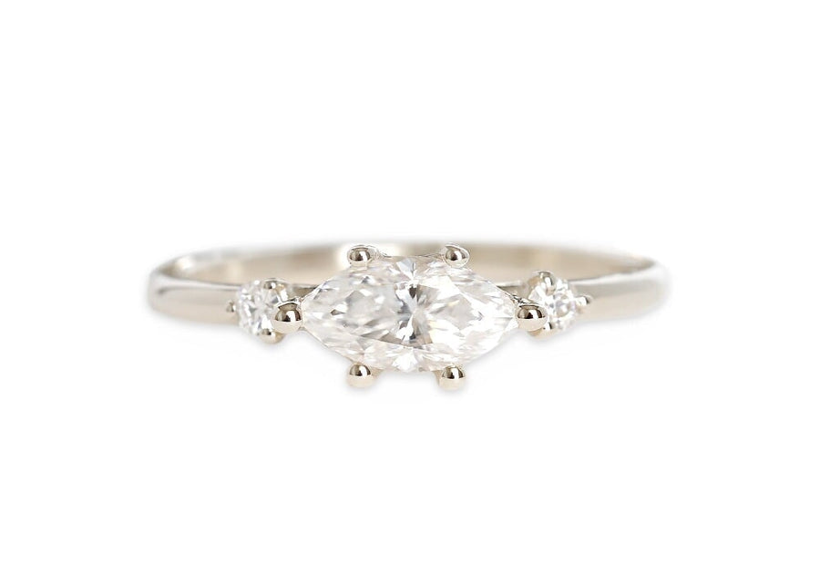 Trine GIA Diamond Ring Andrea Bonelli Jewelry 14k White Gold