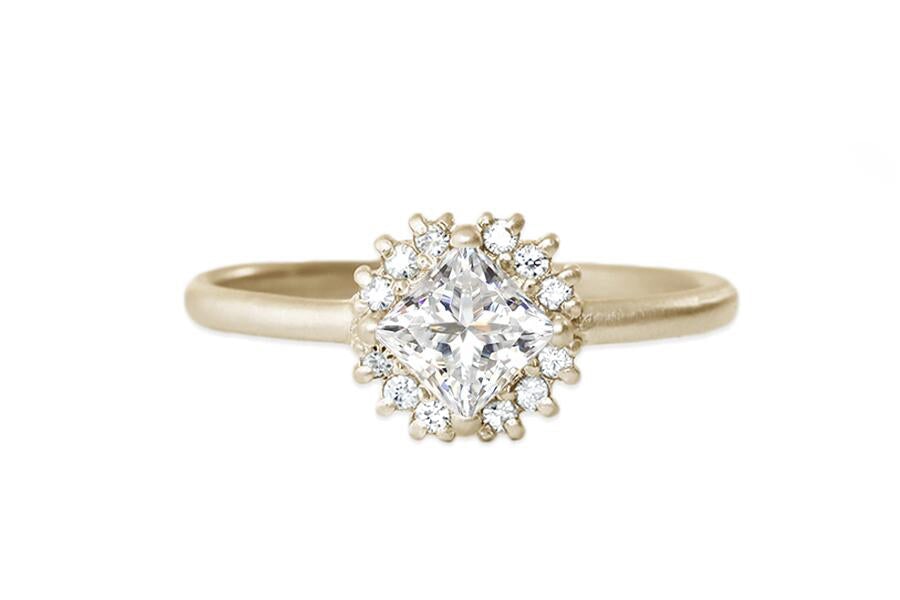 Tavi Halo Moissanite Ring Andrea Bonelli 14k Yellow Gold