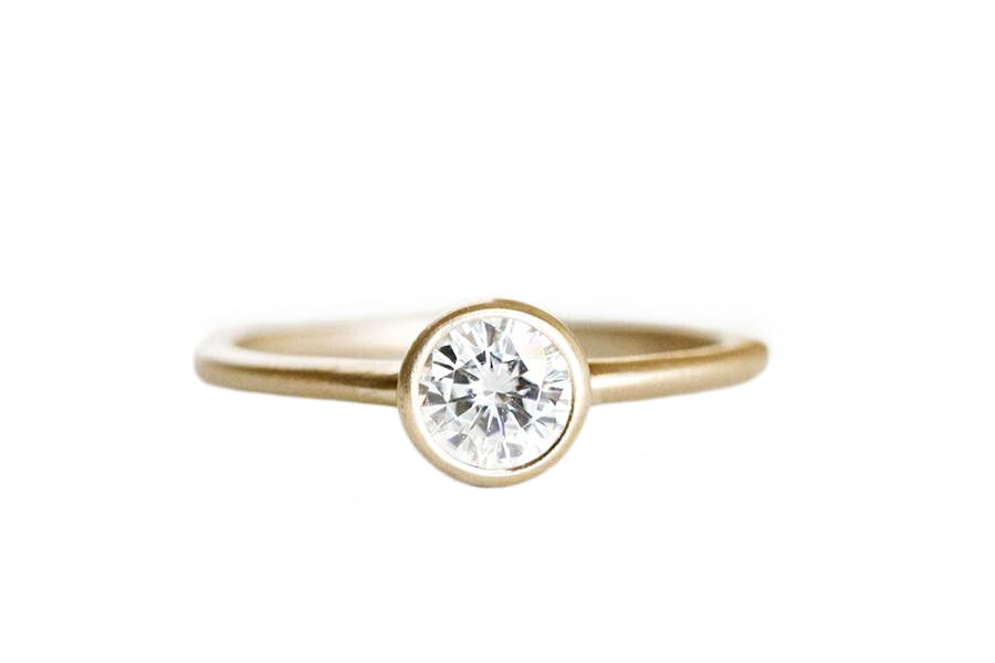 Hera Moissanite Ring .50ct Andrea Bonelli 14k Yellow Gold