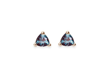 Trillion Alexandrite Studs Andrea Bonelli Jewelry 14k Yellow Gold