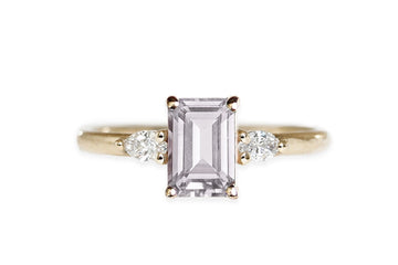 Marina Amethyst + Diamond Ring Andrea Bonelli 14k Yellow Gold