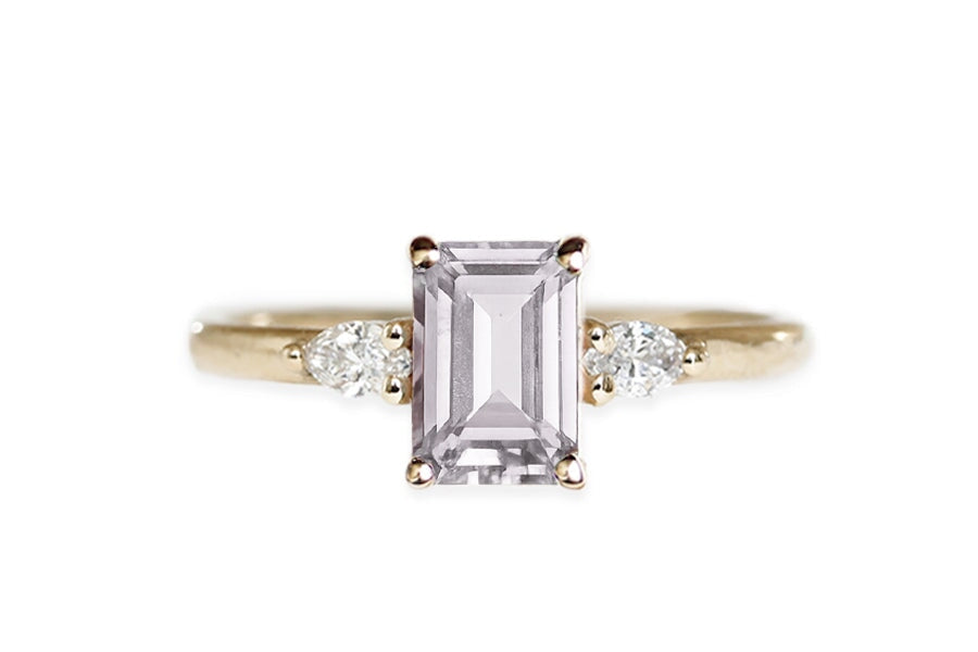 Marina Amethyst + Diamond Ring Andrea Bonelli 14k Yellow Gold