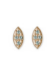 Marquise Aquamarine Leaf Studs Andrea Bonelli Jewelry 14k Yellow Gold