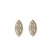 Marquise Aquamarine Leaf Studs Andrea Bonelli Jewelry 14k Yellow Gold