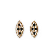 Marquise Black Diamond Leaf Studs Andrea Bonelli Jewelry 14k Yellow Gold