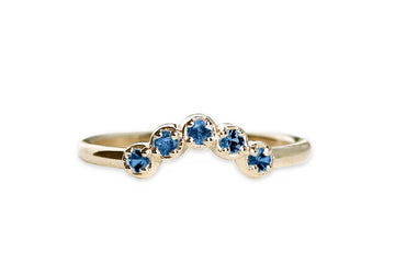 Cinq Blue Sapphire Ring Andrea Bonelli Jewelry 14k Yellow Gold