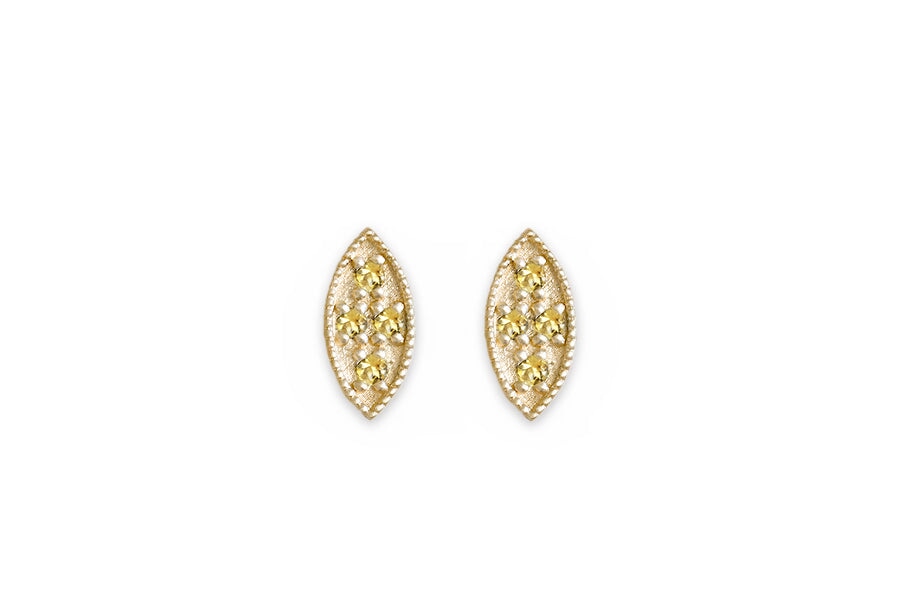 Marquise Citrine Leaf Studs Andrea Bonelli Jewelry 14k Yellow Gold