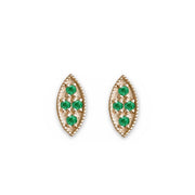 Marquise Emerald Leaf Studs Andrea Bonelli Jewelry 14k Yellow Gold