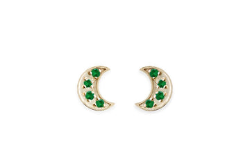 Moon Emerald Studs Andrea Bonelli Jewelry 14k Yellow Gold