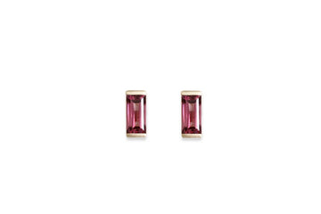 RTS Linea Garnet Studs Andrea Bonelli Jewelry 14k Yellow Gold