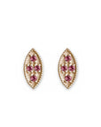 Marquise Garnet Leaf Studs Andrea Bonelli Jewelry 14k Yellow Gold