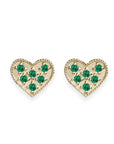 Heart Emerald Studs Andrea Bonelli Jewelry 14k Yellow Gold