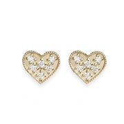 Heart Diamond Studs Andrea Bonelli Jewelry 14k Yellow Gold