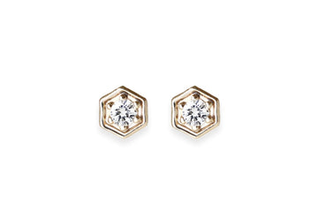 Hexagon Diamond Studs Andrea Bonelli Jewelry 14k Yellow Gold