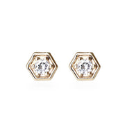 Hexagon Studs Andrea Bonelli Jewelry 14k Yellow Gold