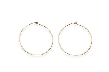 Hammered Hoops 1 inch Andrea Bonelli Jewelry 14k Yellow Gold