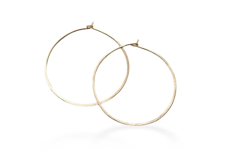 Hammered Hoops 1.5 Inch Andrea Bonelli Jewelry 14k Yellow Gold