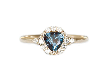Isobel Halo London Blue Topaz Ring Andrea Bonelli Jewelry 14k Yellow Gold