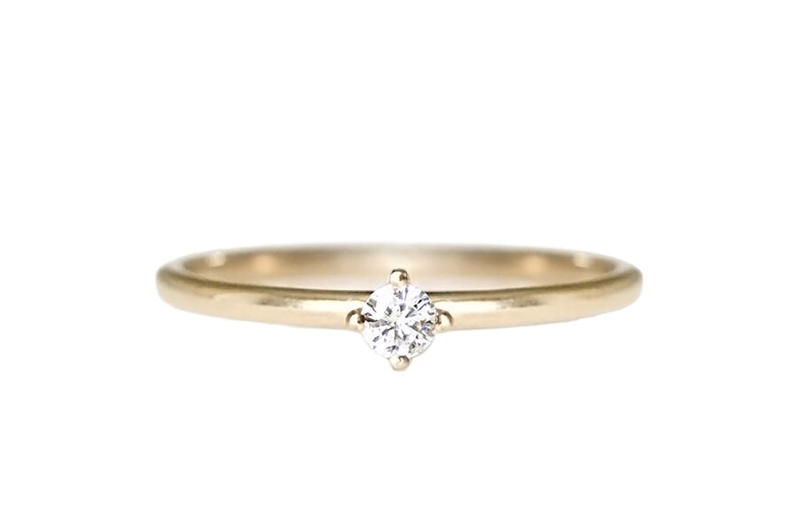 Petit Lola Moissanite Ring Andrea Bonelli Jewelry 14k Yellow Gold