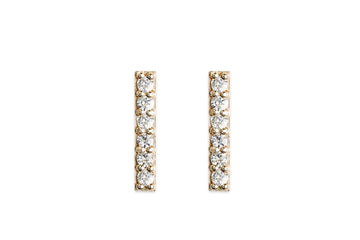RTS Pave Bar Studs - 6 Stone Andrea Bonelli Jewelry 14k Yellow Gold