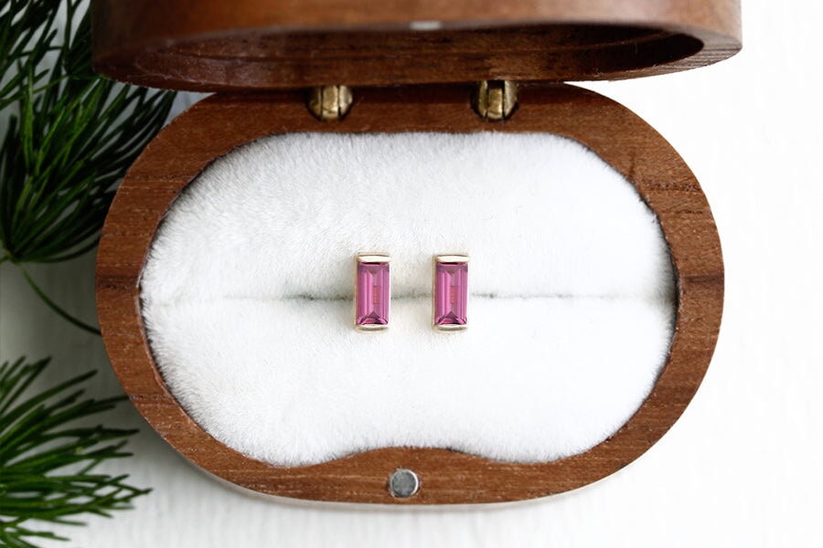 Linea Pink Tourmaline Studs Andrea Bonelli Jewelry 